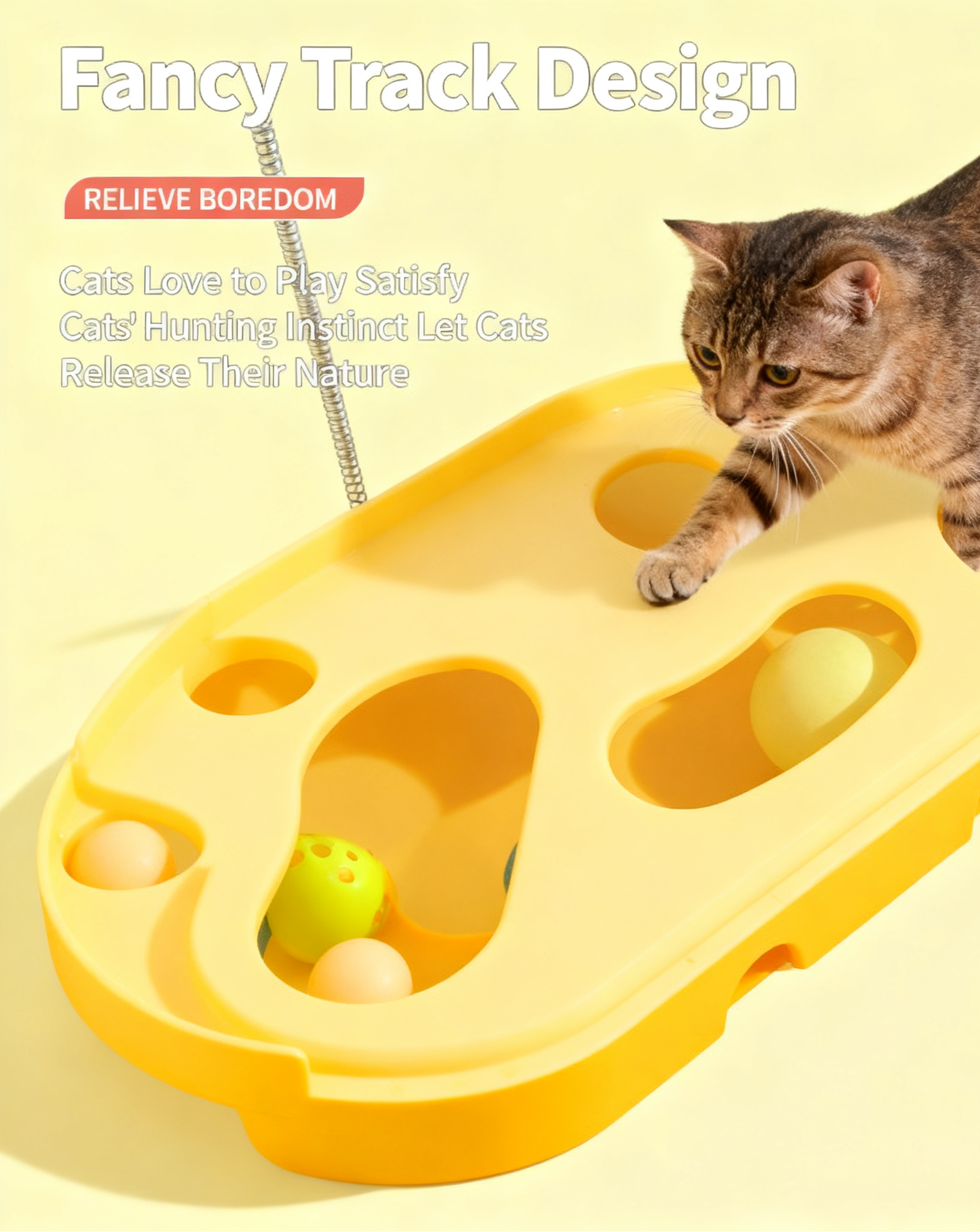 Cat Teaser Wand with Feathers & Bells, Self‑Play Toy