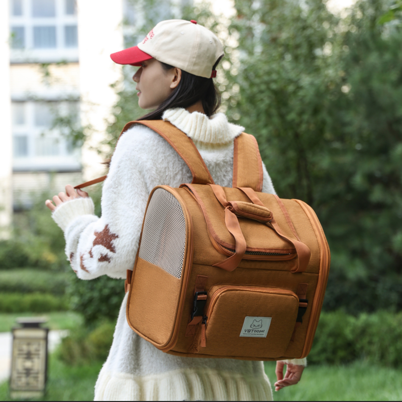 M&Miucy Expandable Breathable Cat Backpack Portable Large Space Pet Carrier