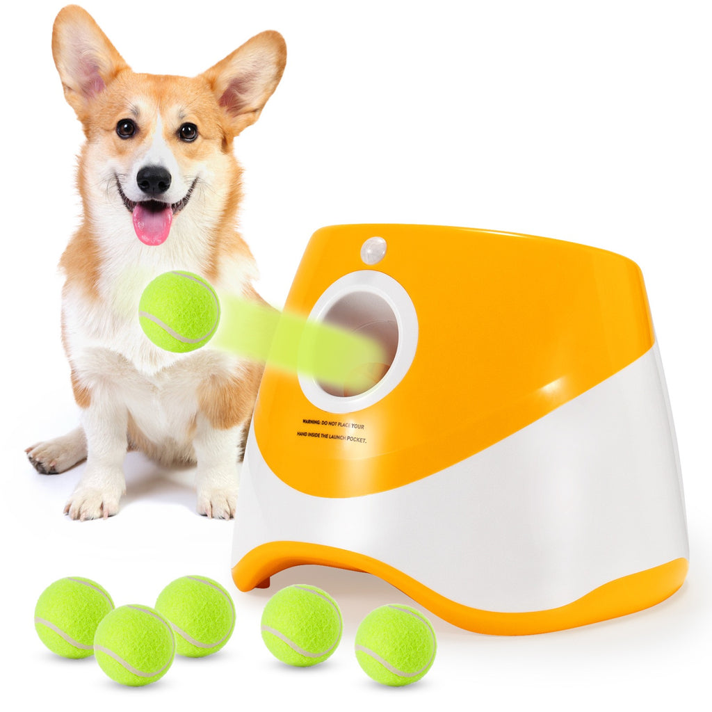 M&Miucy Automatic Dog Ball Launcher, Interactive Pet Tennis Thrower