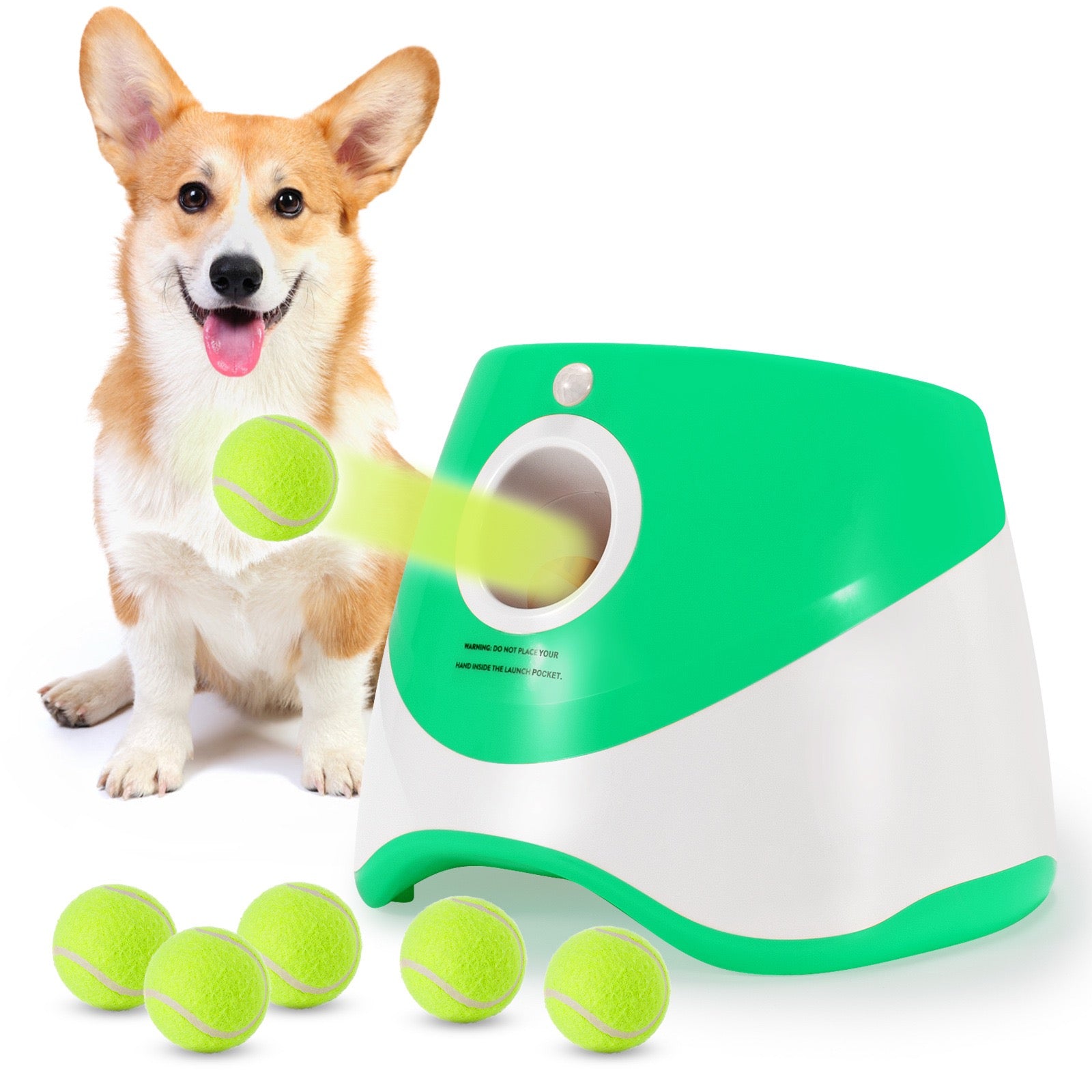 M&Miucy Automatic Dog Ball Launcher, Interactive Pet Tennis Thrower