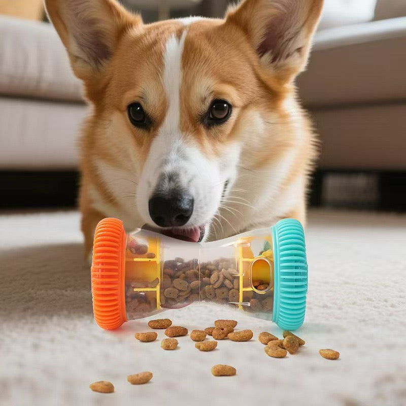 M&Miucy Treat-Dispensing Pet Toy Silent Ball Tumbler Dumbbell for Dogs & Cats