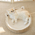 Woven Rattan Cat Bed, Chew-Resistant Scratcher Bed, All-Season Pet Nest