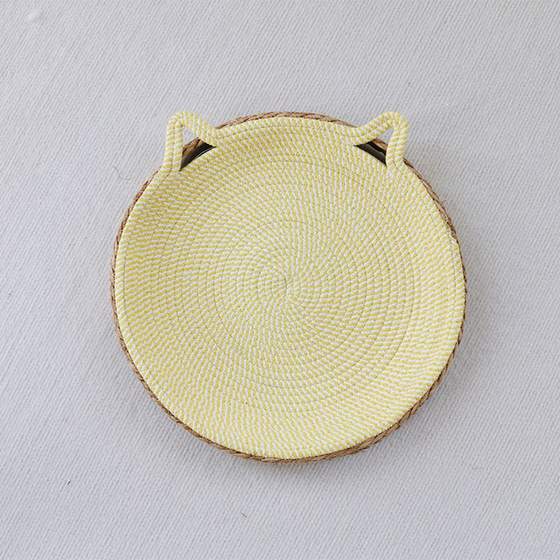 Woven Rattan Cat Bed, Chew-Resistant Scratcher Bed, All-Season Pet Nest