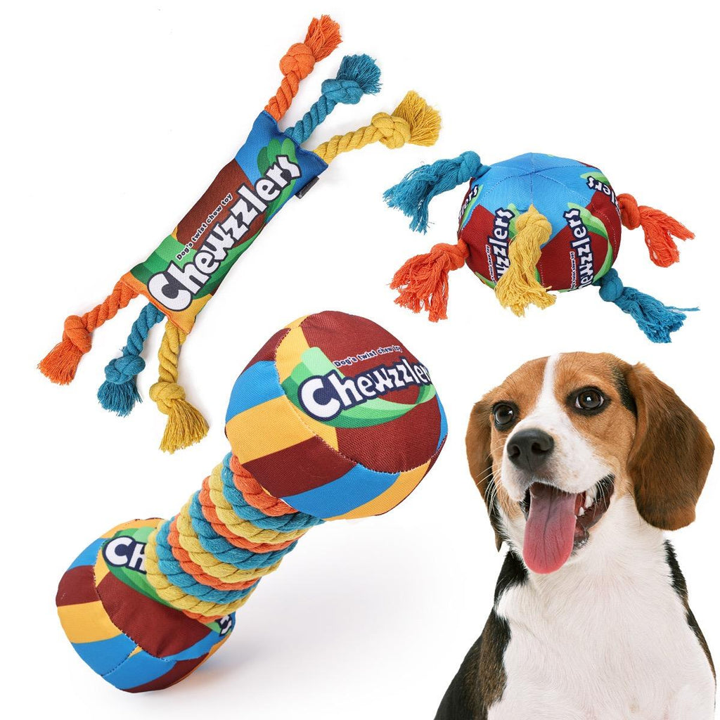 Rainbow Twisted Candy Dog Toy, Squeaky Durable Chew Toy