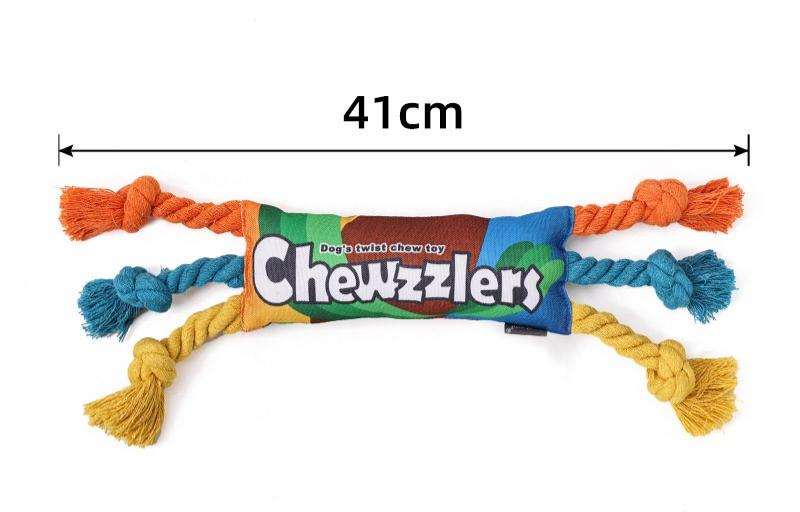 Rainbow Twisted Candy Dog Toy, Squeaky Durable Chew Toy