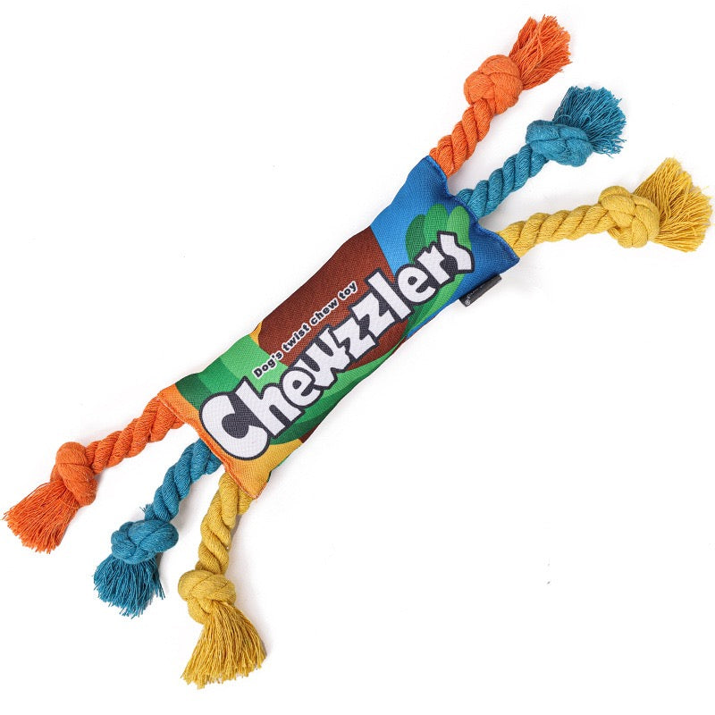 Rainbow Twisted Candy Dog Toy, Squeaky Durable Chew Toy