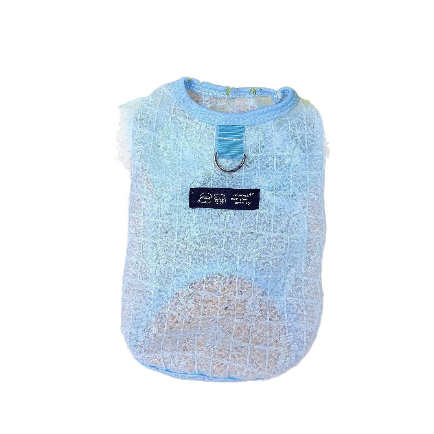 Summer Thin Pet Clothes, Mesh Hollow Breathable Vest with Flying Sleeves for Dogs & Cats