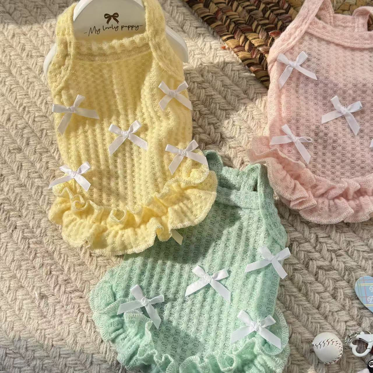 Spring Summer Thin Dog Vest, Breathable Cat Clothes, Hair Loss Prevention, Teddy & Small Dogs Suspender Dress