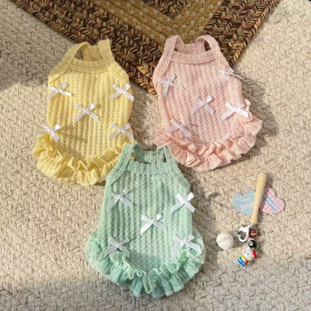 Spring Summer Thin Dog Vest, Breathable Cat Clothes, Hair Loss Prevention, Teddy & Small Dogs Suspender Dress