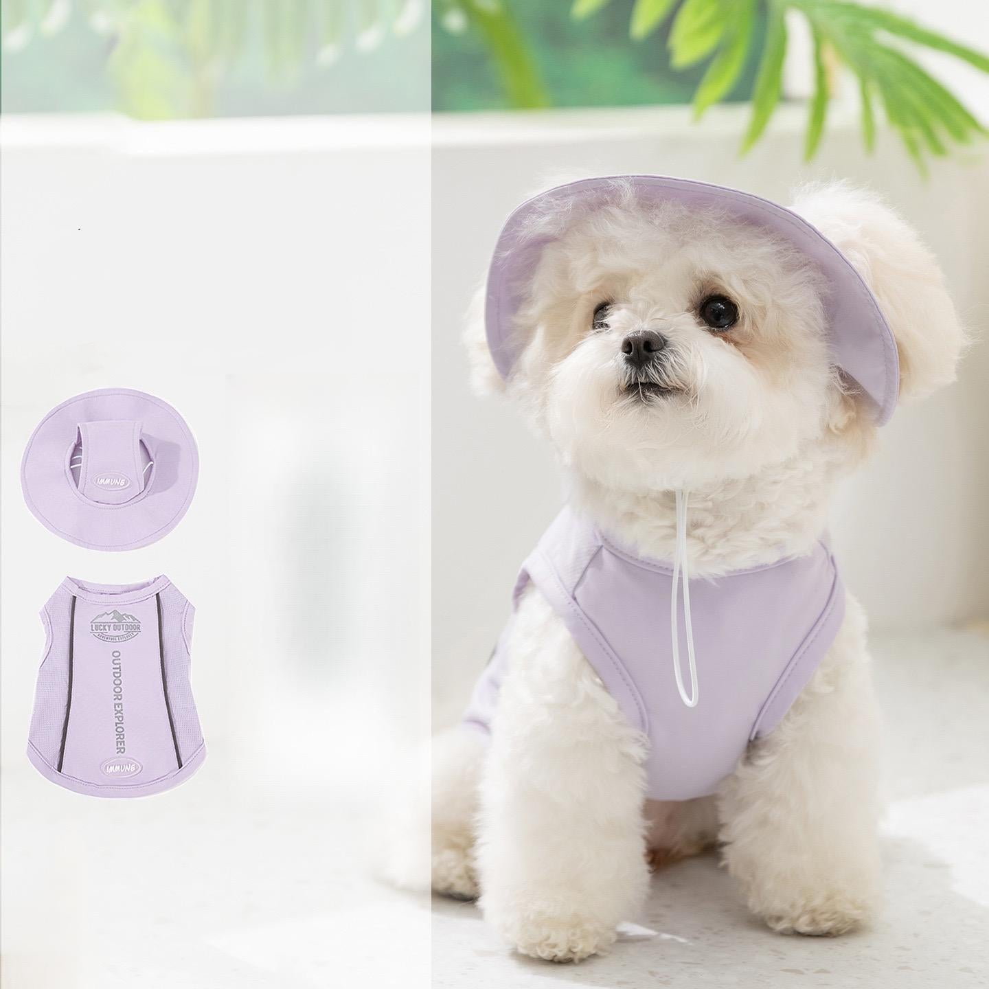 Spring & Summer Dog Clothes, Outdoor Sun Protection Hooded Cooling Vest, Breathable Thin Style for Small Dogs