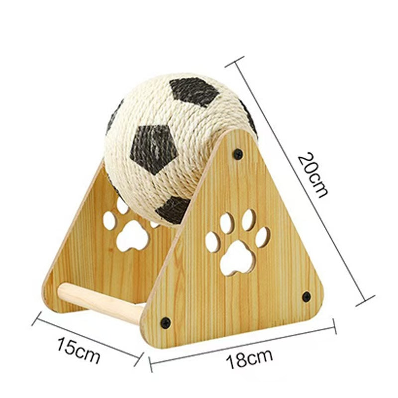 Sisal Football Cat Scratcher with Rolling Ball, Wear-Resistant & Non-Shedding for Cats