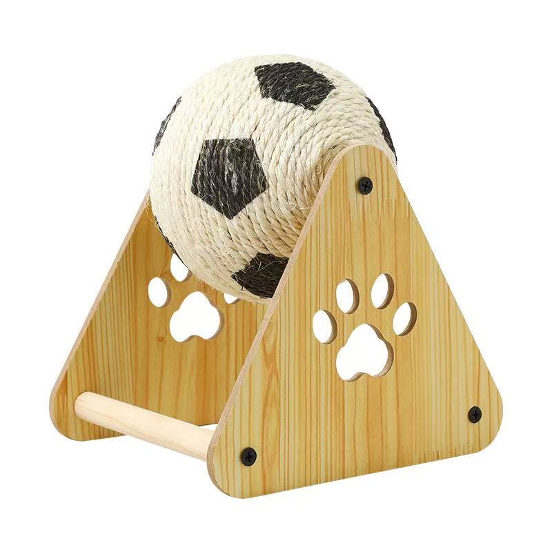 Sisal Football Cat Scratcher with Rolling Ball, Wear-Resistant & Non-Shedding for Cats