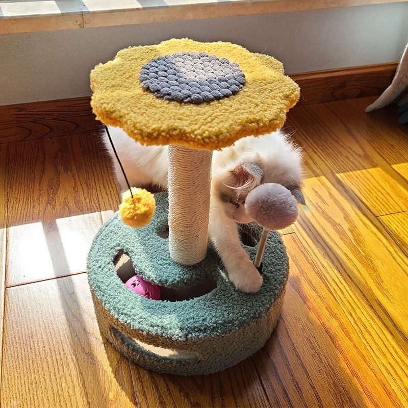 Small Sisal Cat Tree, Interactive Turntable Cat Scratcher, Grinding Claw Cat Toy