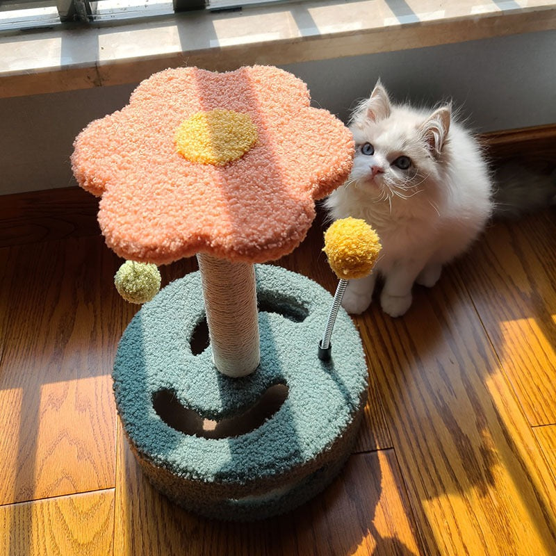 Small Sisal Cat Tree, Interactive Turntable Cat Scratcher, Grinding Claw Cat Toy