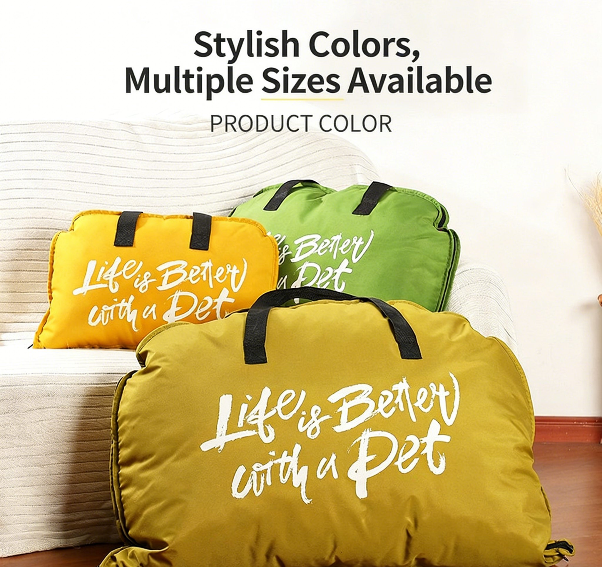 M&Miucy Portable Foldable Waterproof Pet Bed with Zipper & Handle