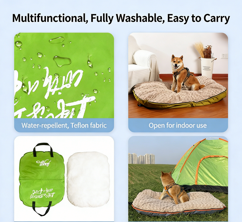 M&Miucy Portable Foldable Waterproof Pet Bed with Zipper & Handle