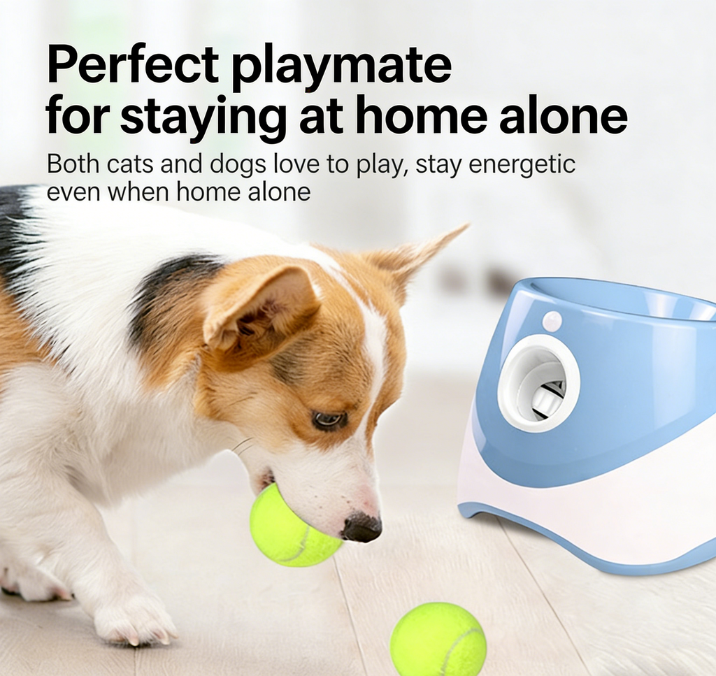 M&Miucy Automatic Dog Ball Launcher, Interactive Pet Tennis Thrower