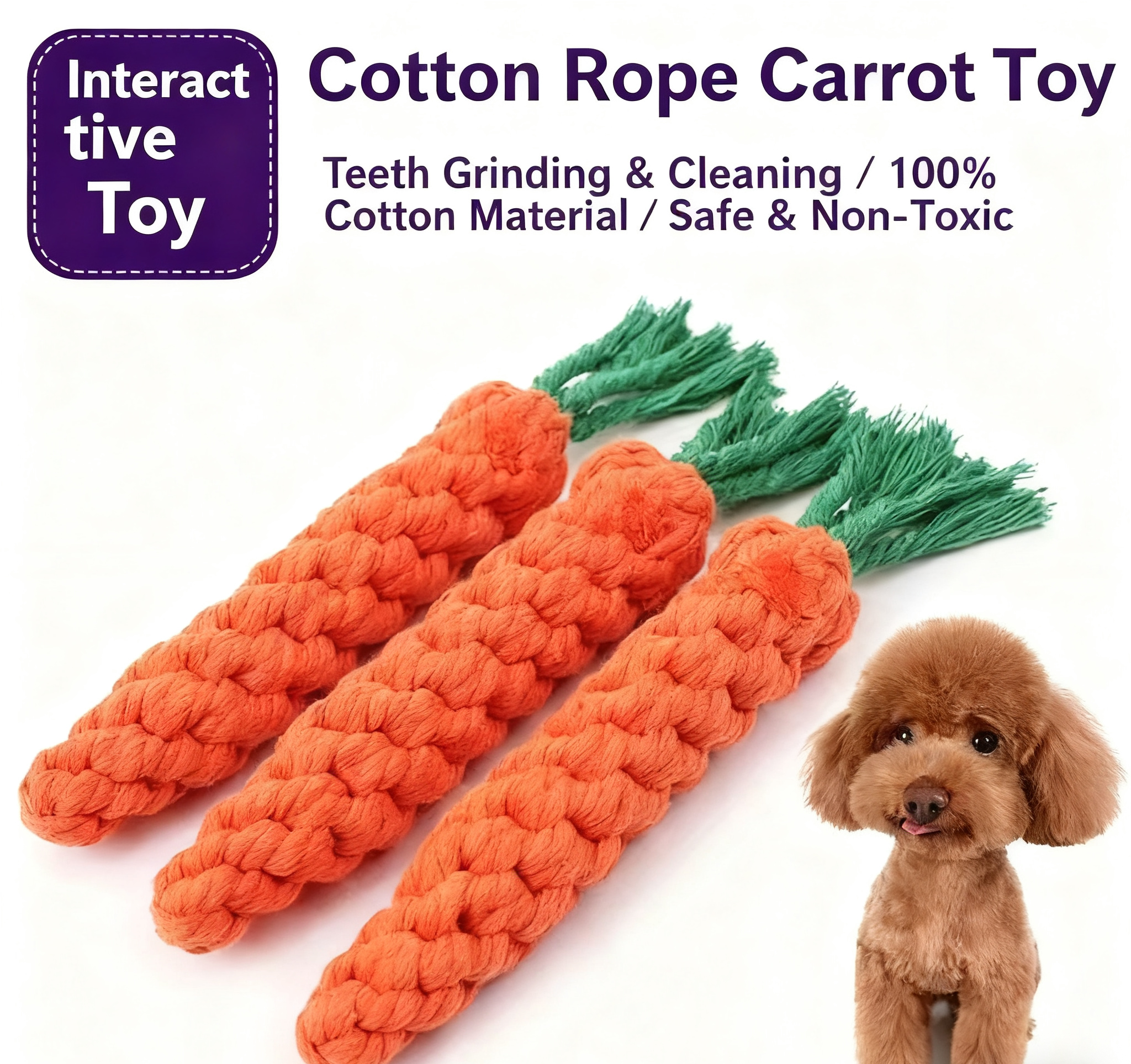 Pet Cat & Dog Cotton Rope Carrot Toy