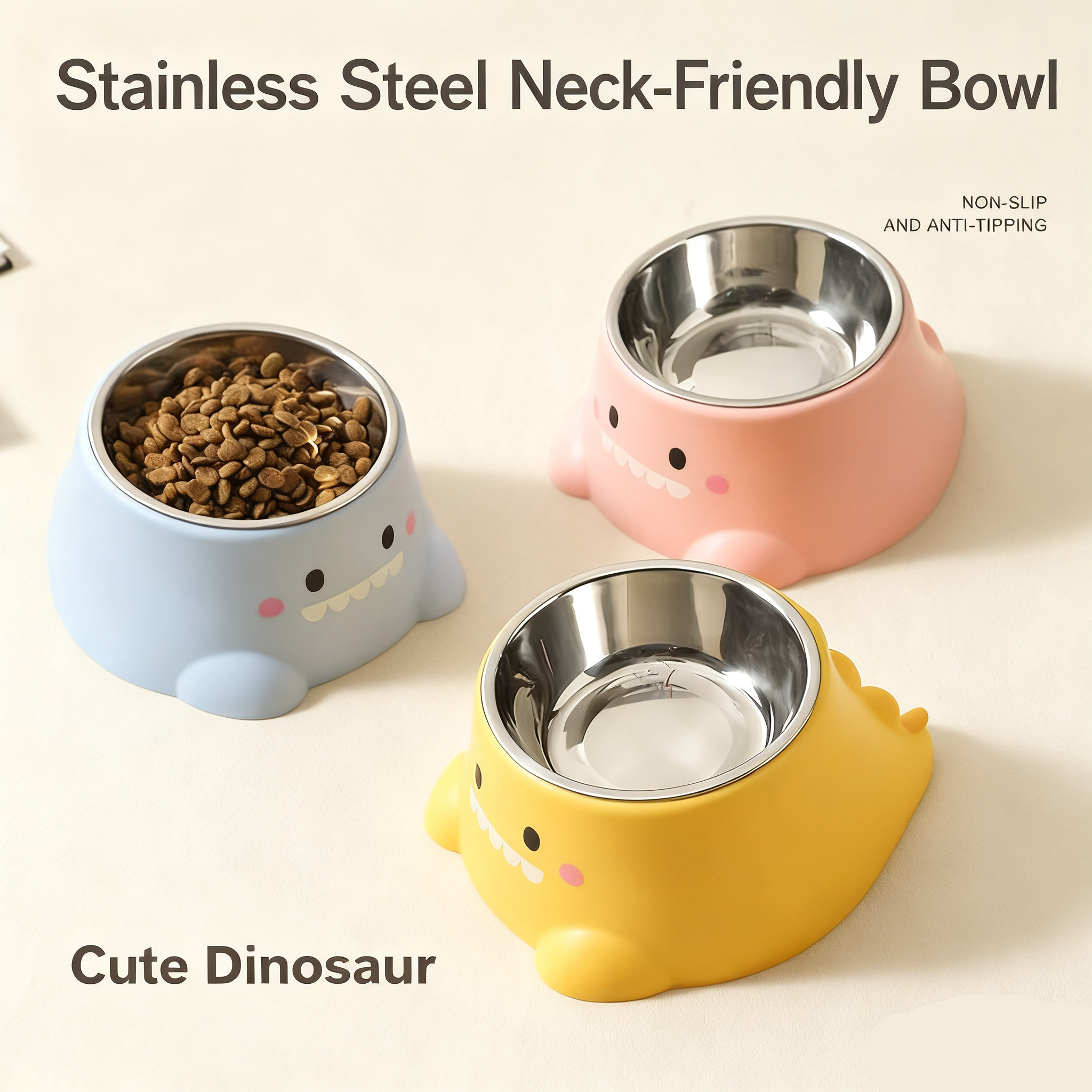 Stainless Steel Anti-Choke Bowl for Cats