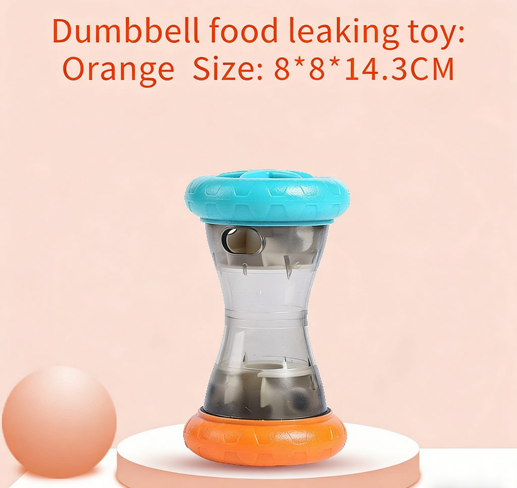 M&Miucy Treat-Dispensing Pet Toy Silent Ball Tumbler Dumbbell for Dogs & Cats