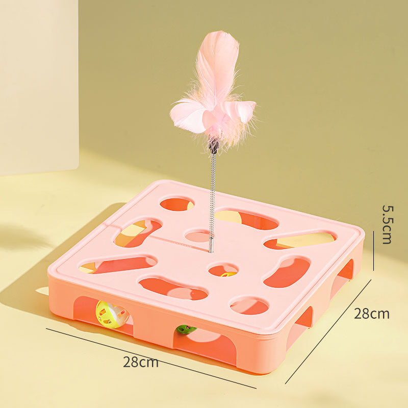 Cat Teaser Wand with Feathers & Bells, Self‑Play Toy