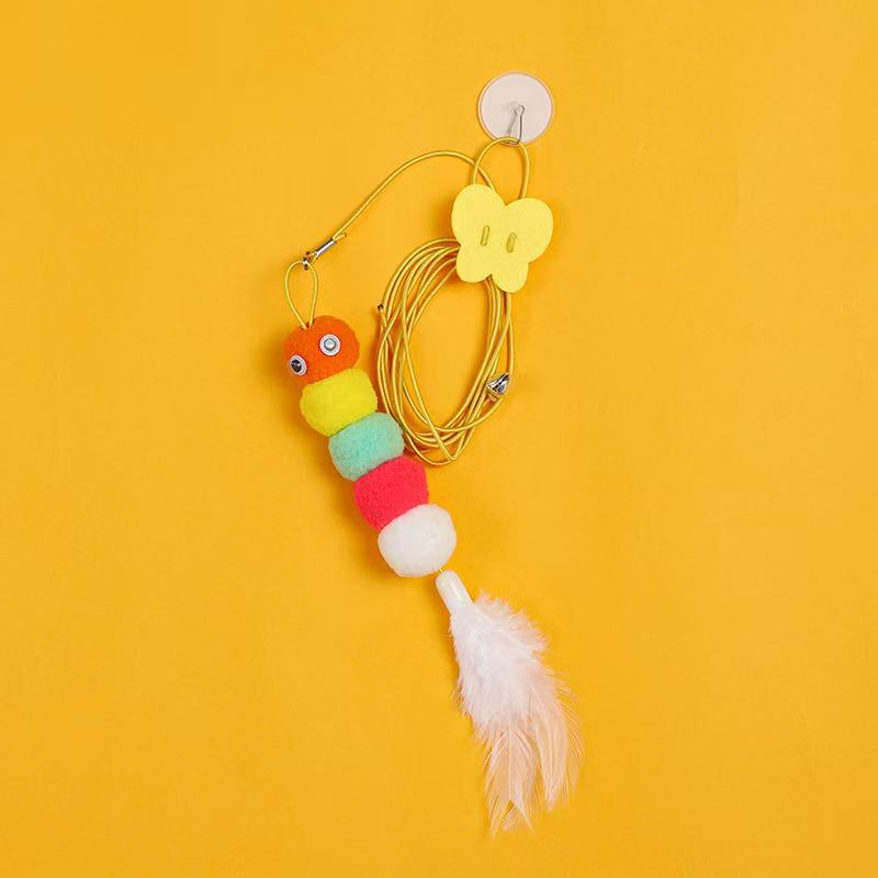 Hanging Cat Teaser Toy for Doors, Bungee Cord with Feather Mouse