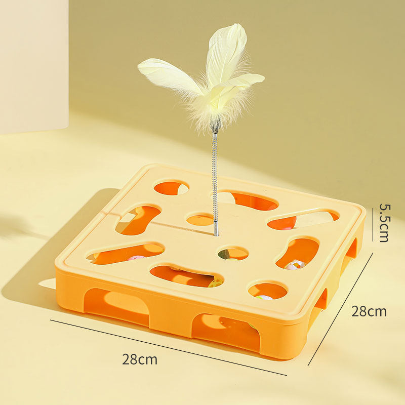 Cat Teaser Wand with Feathers & Bells, Self‑Play Toy