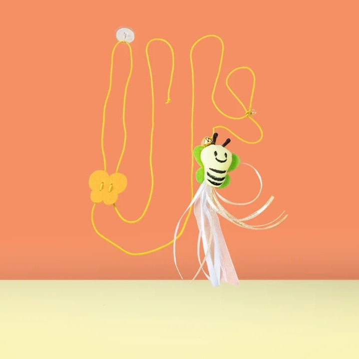 Hanging Cat Teaser Toy for Doors, Bungee Cord with Feather Mouse