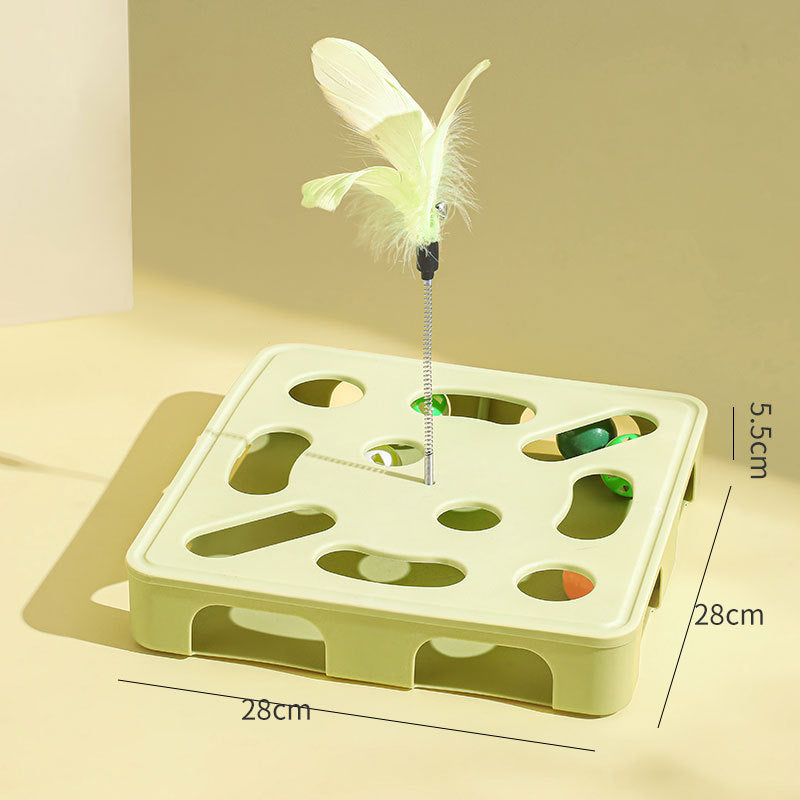 Cat Teaser Wand with Feathers & Bells, Self‑Play Toy