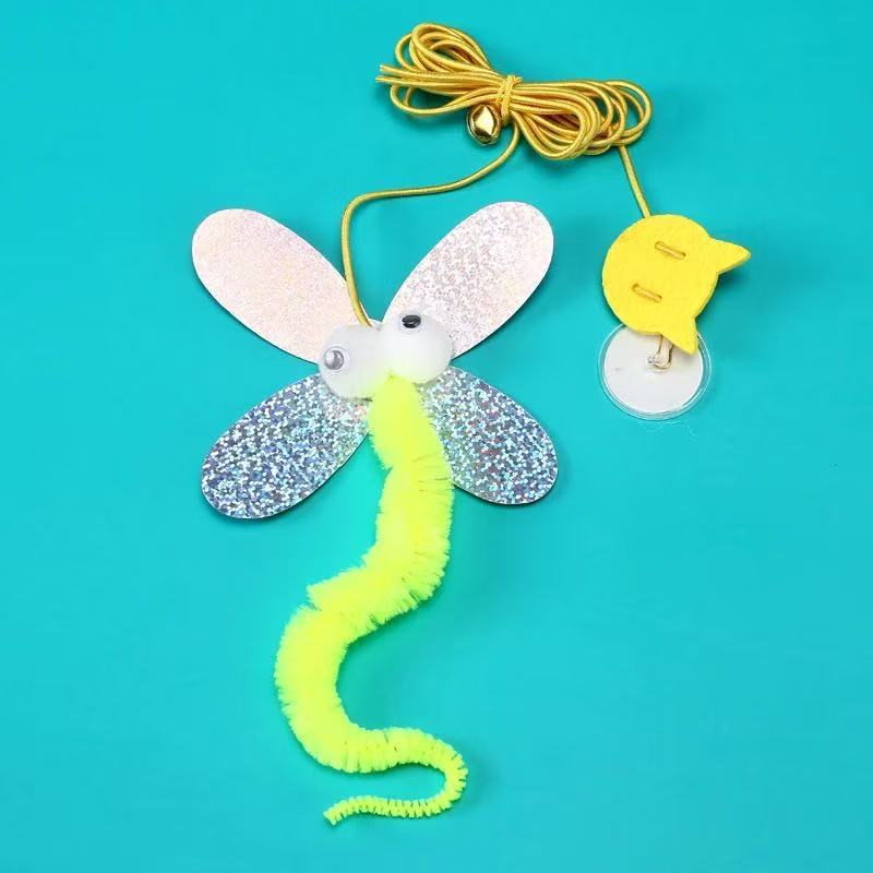 Hanging Cat Teaser Toy for Doors, Bungee Cord with Feather Mouse