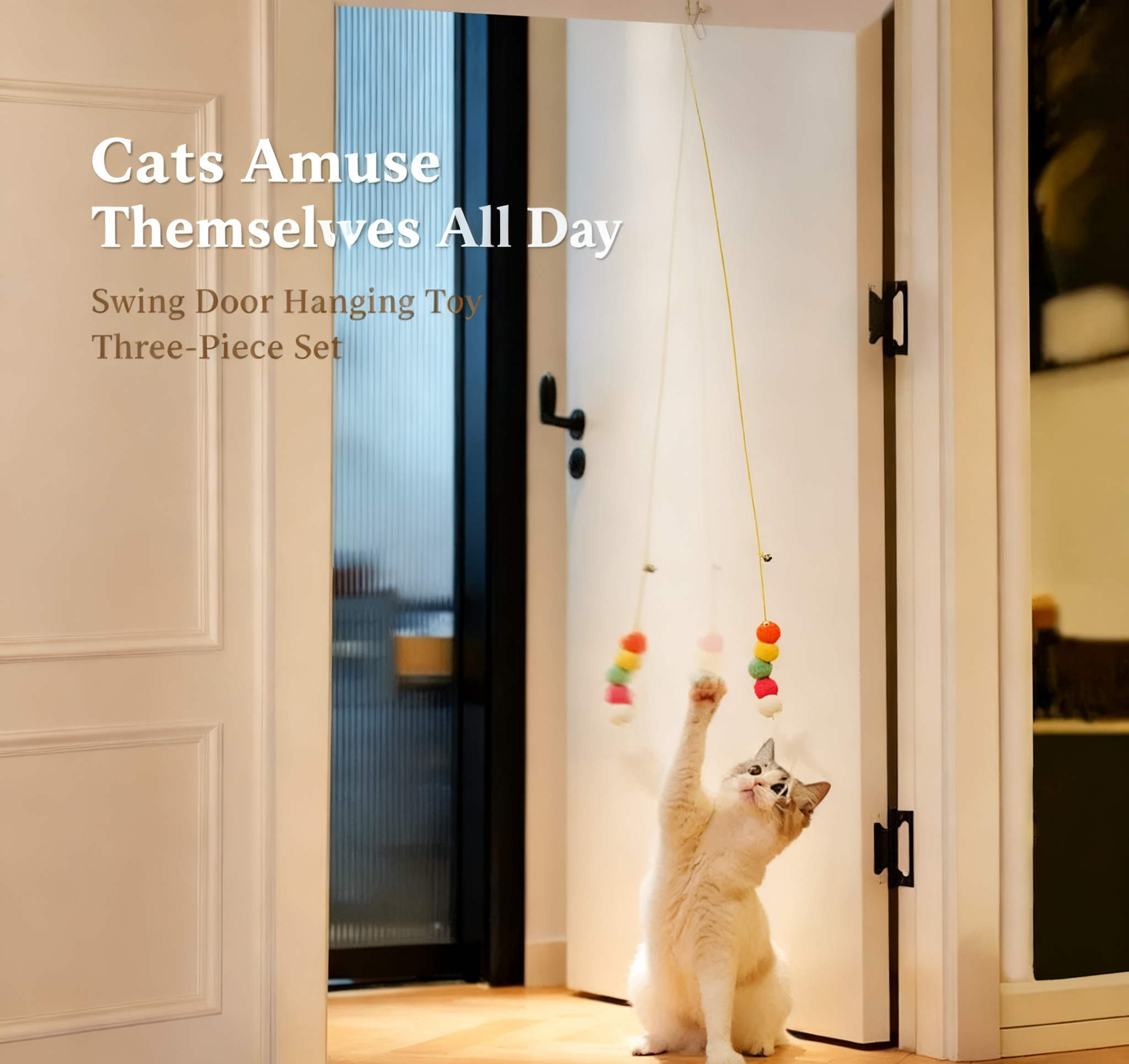 Hanging Cat Teaser Toy for Doors, Bungee Cord with Feather Mouse