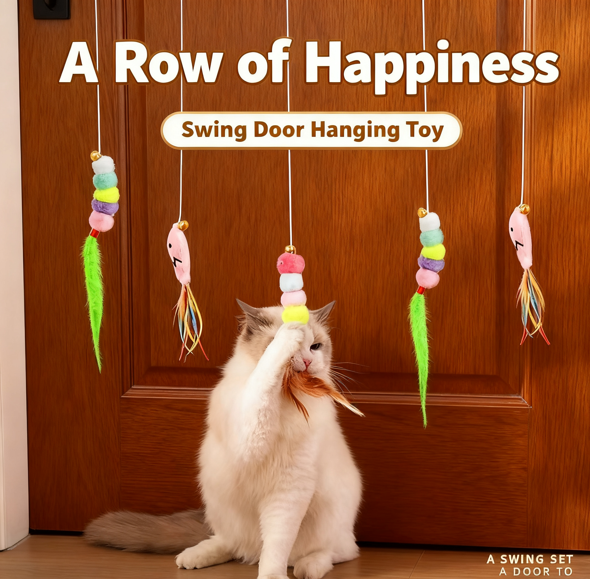 Hanging Cat Teaser Toy for Doors, Bungee Cord with Feather Mouse