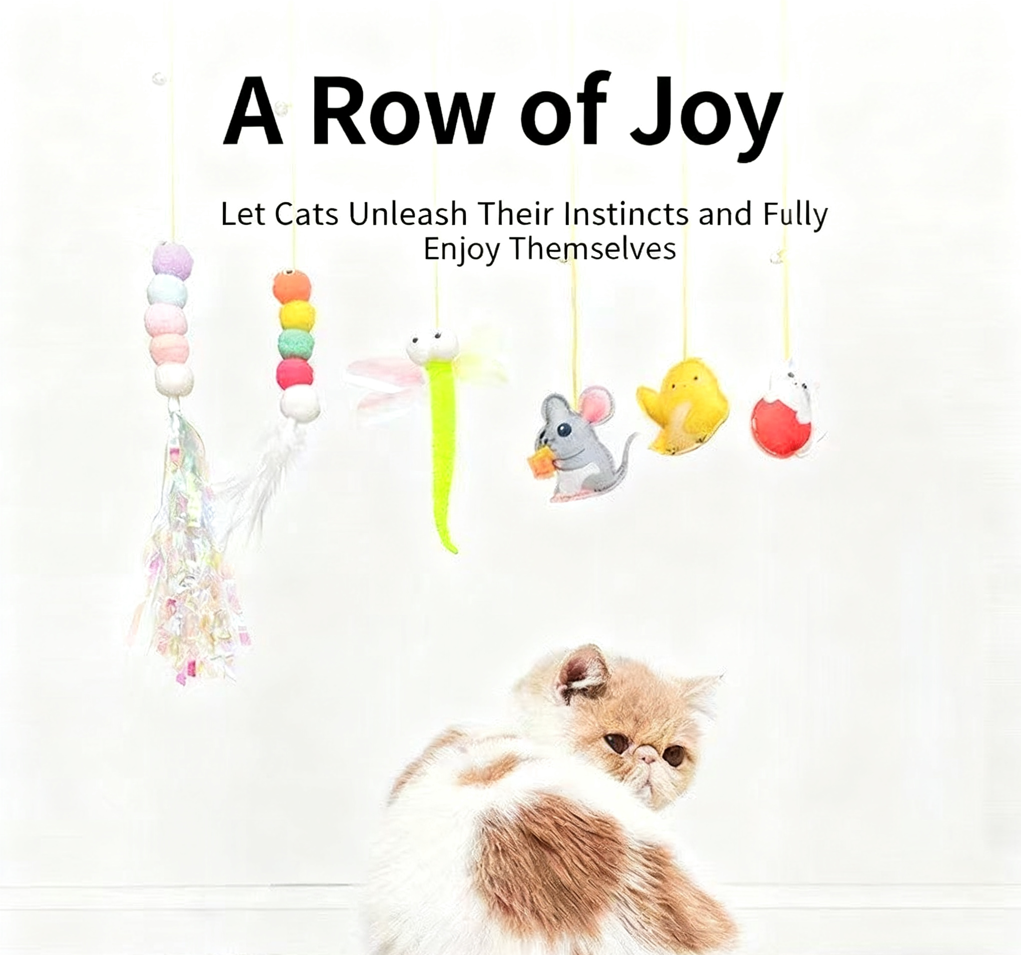 Hanging Cat Teaser Toy for Doors, Bungee Cord with Feather Mouse